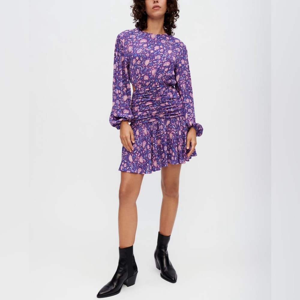 Maje Dahlia printed floral 100% viscose Long Sleeve Dress